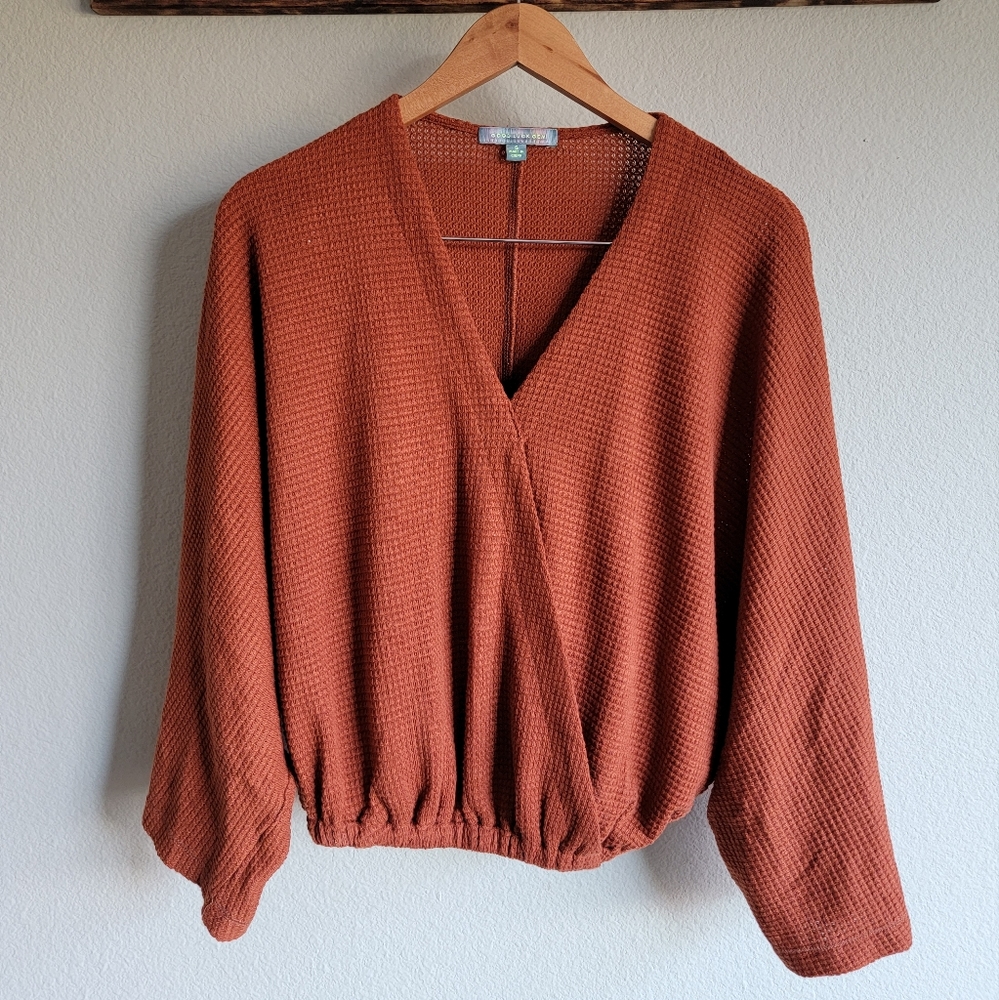 Good Luck Gem Waffle Knit Boho Kimono Top